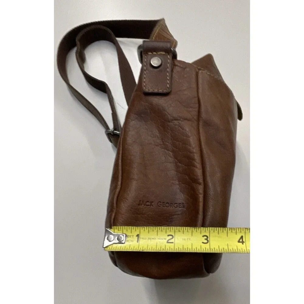 JACK‎ GEORGES Brown Distressed Leather Saddlebag Crossbody Handbag Boho Purse